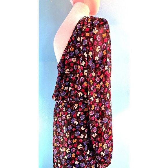 NWOT ASTR The Label Calista Floral Blue Red Ditsy One Shoulder Midi Dress L - Picture 11 of 13